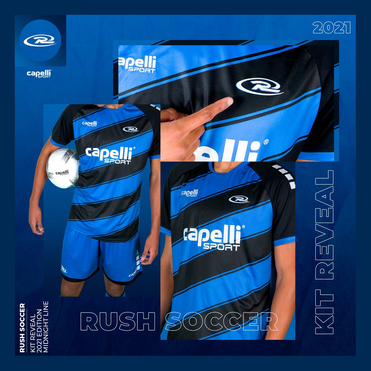 🆕KITS 🔥⚽️📸
2021 MIDNIGHT LINE!! ONLY GOOD THINGS HAPPEN AFTER MIDNIGHT...😈⬛️🟦

📸  <a href="/capellisport/">Capelli Sport</a> 

2️⃣0️⃣2️⃣1️⃣ #RUID
#RushRising #Cocky #RushKits2022 #MidnightxRush