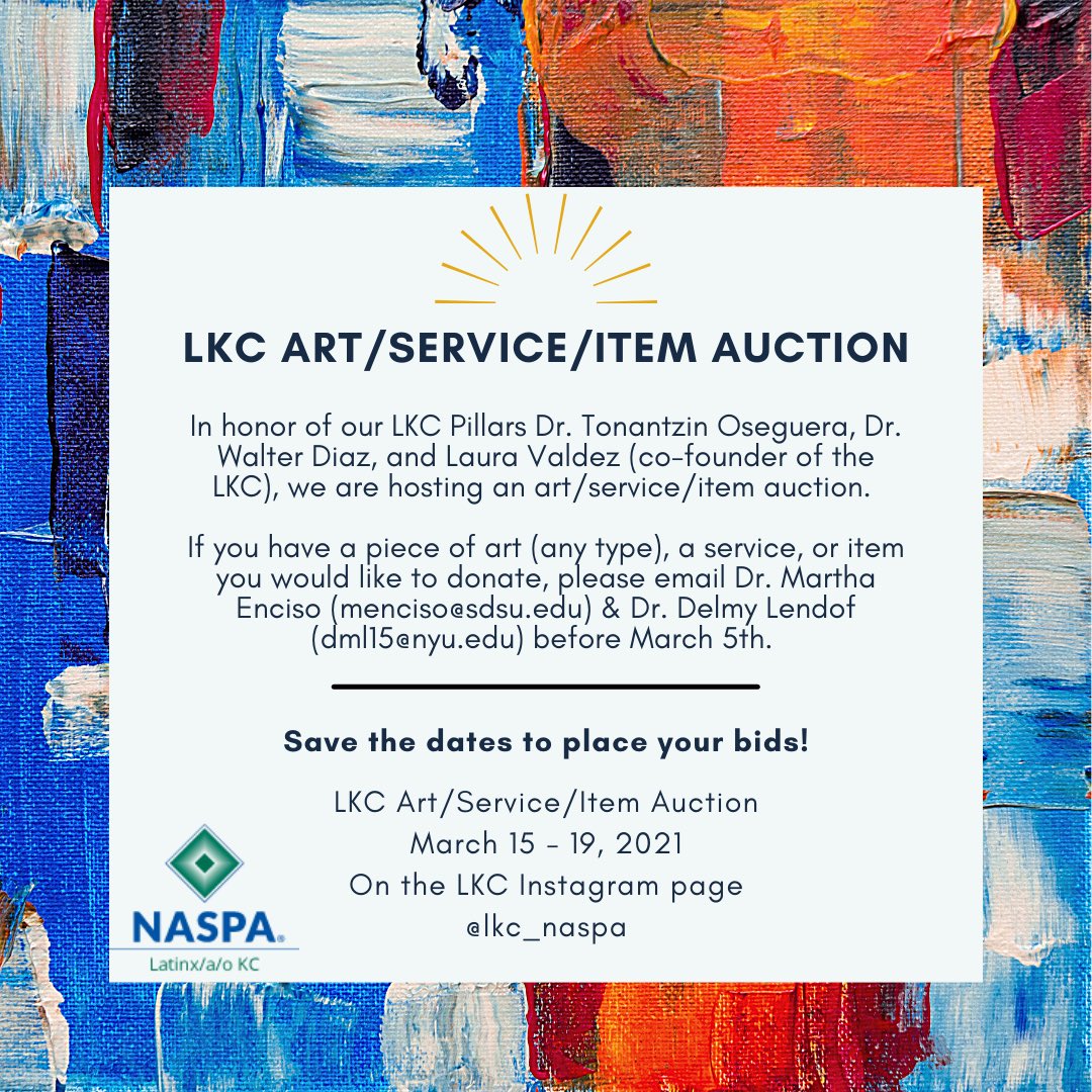 tweetinglavoz's tweet photo. Join us in honoring the LKC Pillars of the Profession by doing one or more of the following: Making a financial donation, donating an item for the auction, or bidding at the auction. Thank you to folks who have donated items to the auction. It’s not too late to donate! https://t.co/UvMPWaPD9U