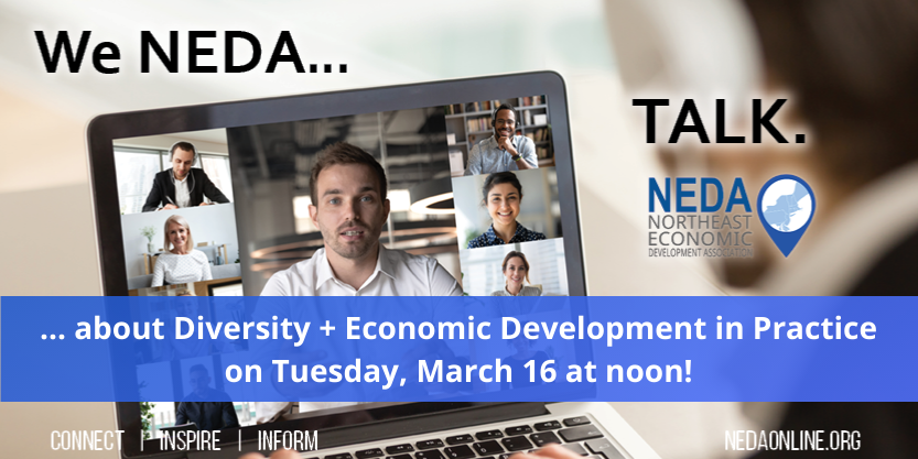 We NEDA Talk! About diversity + economic development in practice.
Join us on March 16 at noon for this lunchtime informal networking opportunity! We hope you will join us along with featured speaker Jobany Bedoya, Director of Development at ASSETS PA.
buff.ly/3jHg7Rs
