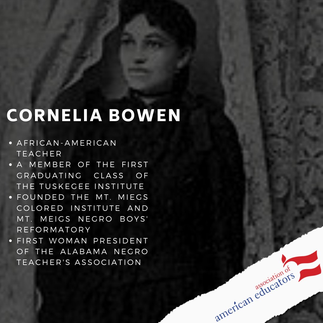 Today, AAE honors Cornelia Bowen, an African-American teacher and school founder. #BlackHistoryMonth >>> ow.ly/187S50DHCpQ