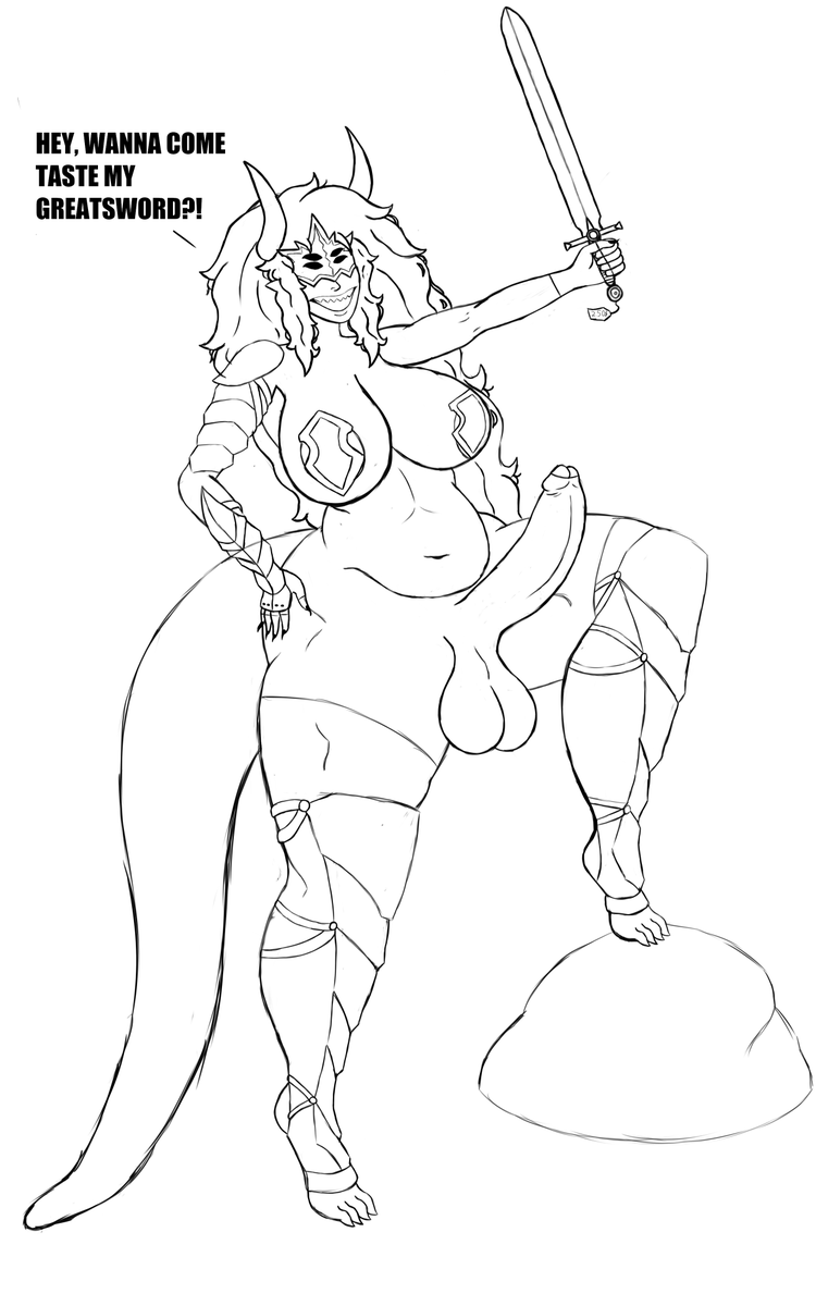kroonglez's tweet photo. Stayed up until 8 am drawing this woman and her giant, meaty, great sword 😩 https://t.co/d0KtiKjs2z