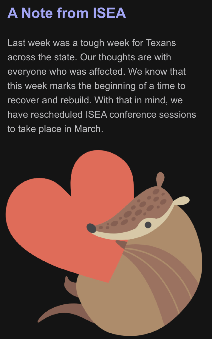 ISEA Texas tweet media