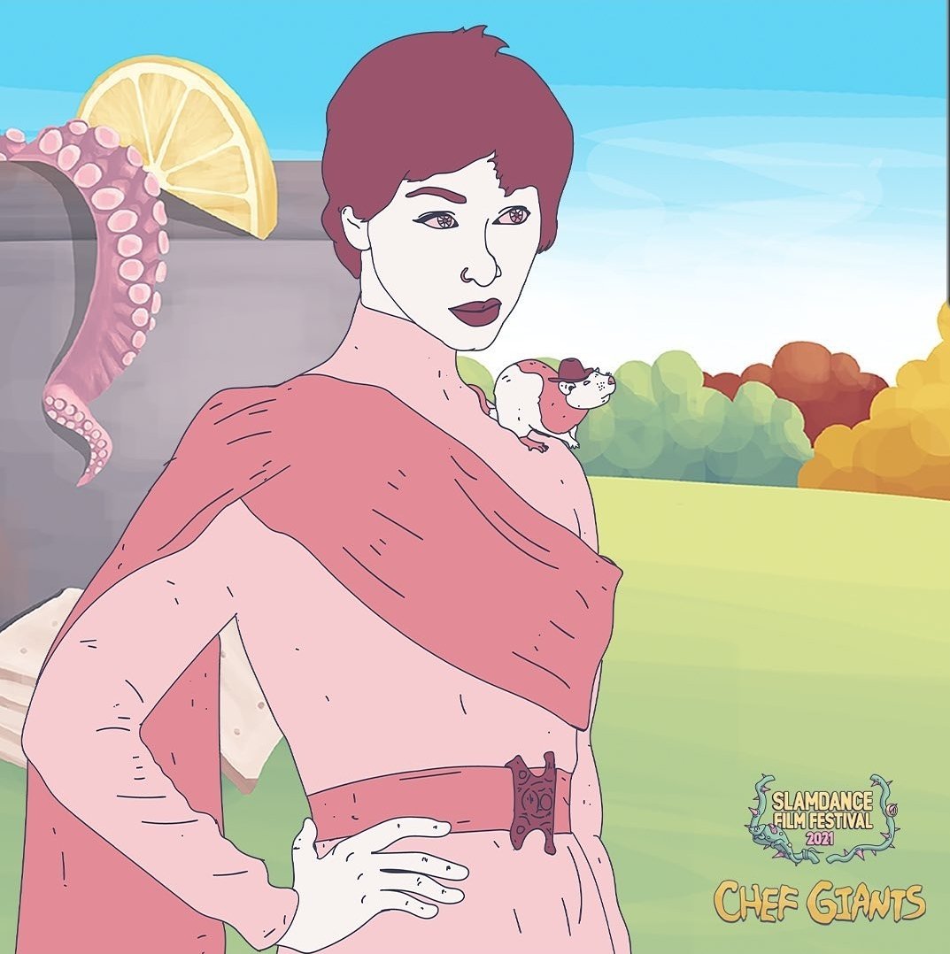 korynwicks's tweet photo. Troy Dewinne animated me in the style of his incredible film @ChefGiants and I couldn't be more honored. Still 2 more days to check out his film and all the incredible work @Slamdance 
My film #ToDieInTheValleyIveLoved is on the DIG program. https://t.co/Q6DcTlbjpp