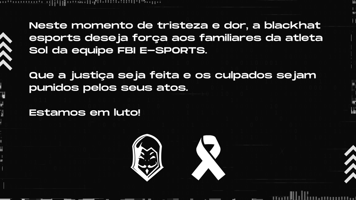 blackhatgg's tweet photo. Lamentamos mais uma vez saber que uma mulher sofreu mais um tipo de violência. Lutamos todos os dias pelo direito de oportunidades iguais a todos e casos como esse não devem se repetir. Que a justiça seja feita e a Sol, possa descansar em paz! #JustiçaPelaSol https://t.co/08h4AGXj6y