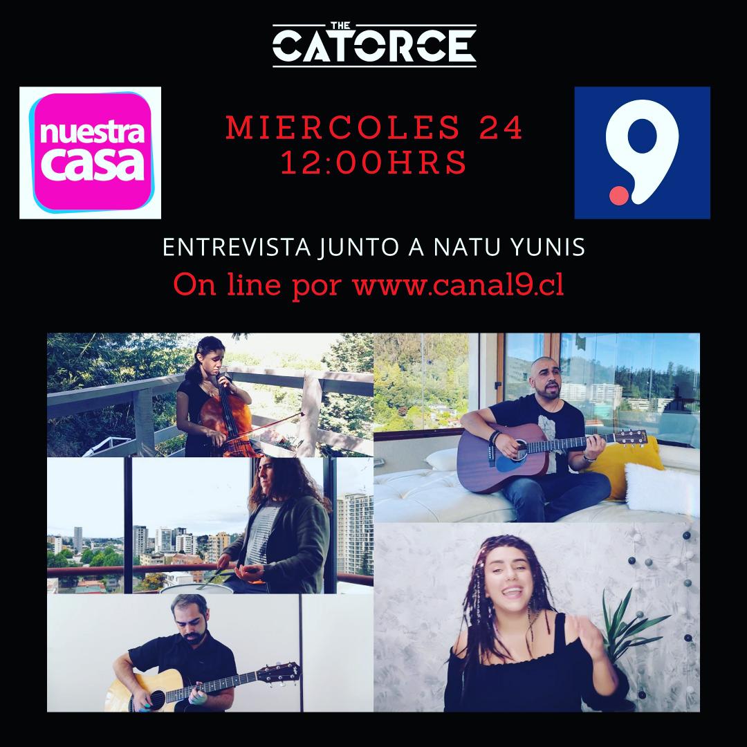 TheCatorce's tweet photo. Miercoles 24, 12:00 hrs  en Matinal Mi Casa de Canal 9 TV.  Y podrás verlo online por https://t.co/FKHPMzjtEB 
Estaremos junto a @natu.yunis  hablando del single " Lluvia de Color - Versión Acústico " y de proyectos futuros. 
@canal9biobiotv 
@matinalnuestracasa 
@NatalieYunis https://t.co/IP9hS8OQ4V