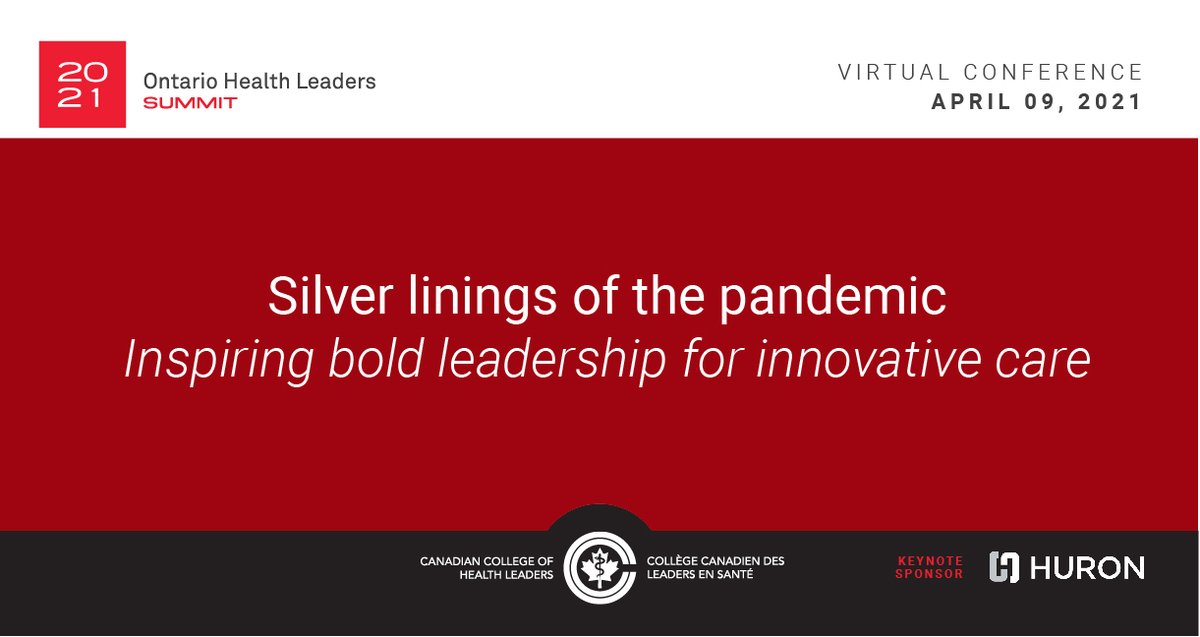 Registration is now open! Join us virtually at the first Ontario Health Leaders Summit hosted by the CCHL Ontario Chapters. Our theme is "Silver linings of the pandemic: Inspiring bold leadership for innovative care". Register here: bit.ly/3pNnHvo  #CDNhealth #CCHLeaders