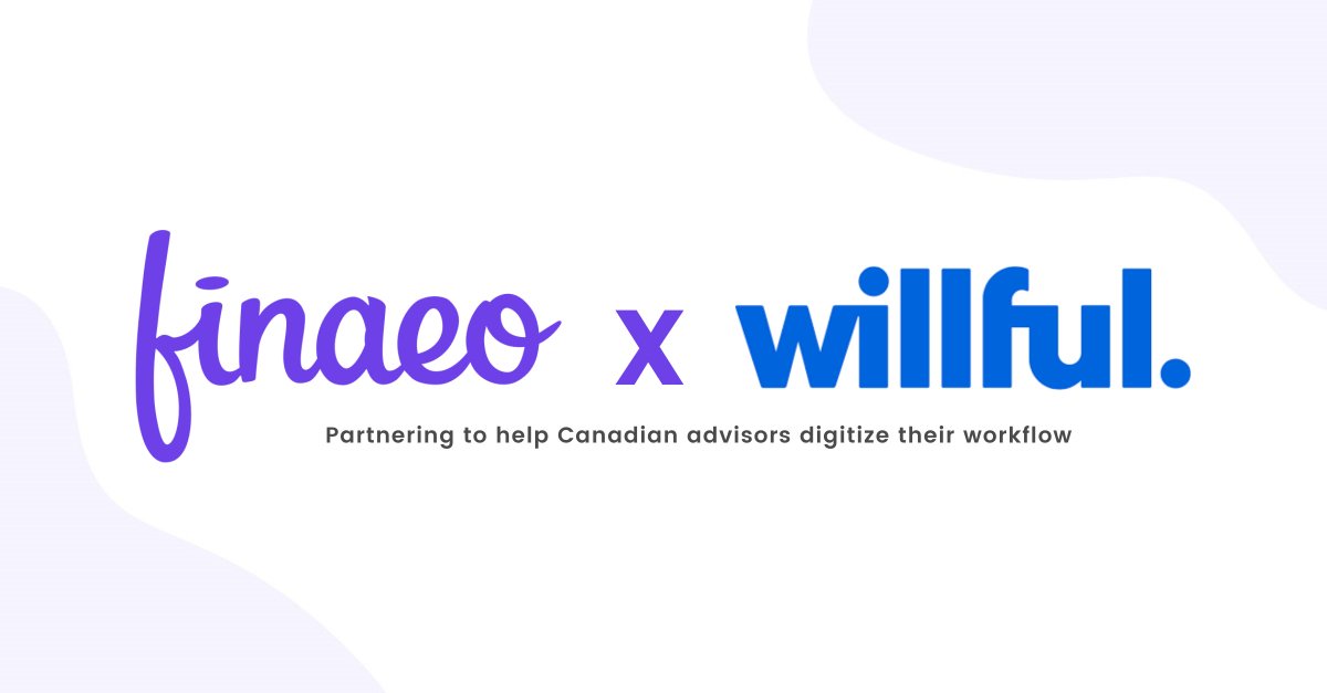 Finaeo (@finaeohq) on Twitter photo We’re excited to announce our partnership with <a href="/WillfulWills/">Willful</a>! Through this partnership program, Finaeo advisors will enjoy an exclusive rate on valuable estate planning tools. Read more. finaeo.com/finaeo-and-wil… 
#Insurtech #FintechNews We’re excited to announce our partnership with <a href="/WillfulWills/">Willful</a>! Through this partnership program, Finaeo advisors will enjoy an exclusive rate on valuable estate planning tools. Read more. finaeo.com/finaeo-and-wil… 
#Insurtech #FintechNews