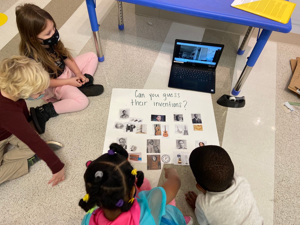 AtlAcademy's tweet photo. PK4 went on a scavenger hunt for Black History Month. We first discussed different innovators, their inventions, and how they are used. They then set out on an adventure to locate the items, including a clock, lamp, guitar, pencil sharpener, and even some potato chips! https://t.co/BhgTuAtDJB