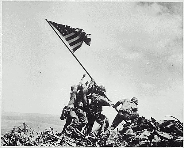 #OTD 23 February 1945: Five Marines and a Navy Corpsman raised the American flag on Mount Suribachi, Iwo Jima.