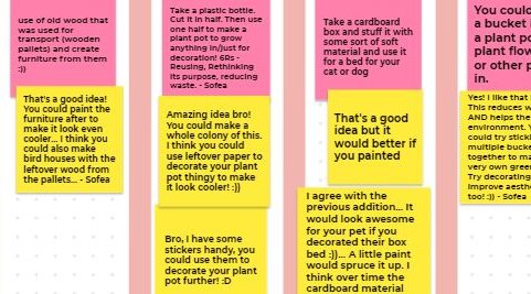 missnicoll_dt's tweet photo. S3 worked collaboratively through Jamboard to develop ideas of how products can be rethought and reused to improve their own sustainability. Not only did they organise the board, they even offered to share out the stickers!😂#sharingiscaring @Lochsideaca @DTLochside https://t.co/dm9jK50lLs