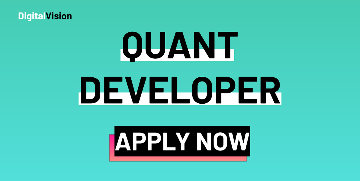 DigitalVision_S's tweet photo. QUANT DEVELOPER👨🏽💻
APPLY NOW ON THE LINK BELOW ⬇️
https://t.co/6FwH1niLLn
💡 To join a leading systematic hedge fund looking to expand their technical front-office team. Our client is one of the top 50 Hedge Funds in Europe.
#jobad #quantdeveloper #hedgefunds #developer #tech https://t.co/zBHuXFgwUg