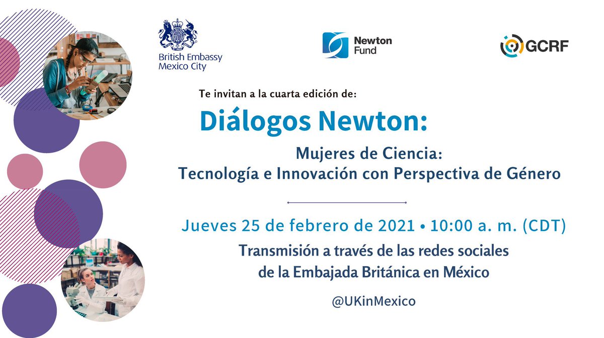 alex_sarayi's tweet photo. ¡Acompáñanos 😀! La cuarta edición de #DiálogosNewton será este jueves 25 de febrero a las 10 AM y conversaremos sobre #Tecnología e #Innovación con perspectiva de género👩‍🔬🇲🇽🇬🇧 

#EnVivo 🔴👇🏼
LinkedIn: https://t.co/KLD4bZZ2ti
YouTube: https://t.co/wBJ1TL7kg7
Twitter: @ukinmexico https://t.co/b0y9EDXh9B