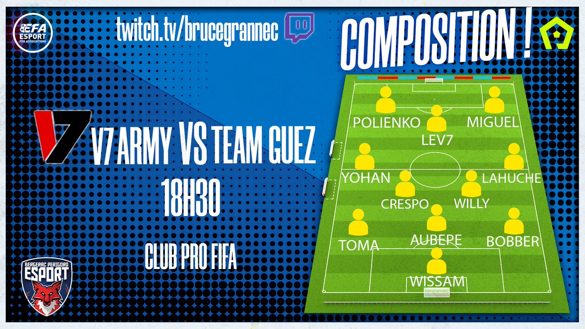 BPFC_eSport's tweet photo. 🎙Showmatch !

@BPFC24 x @LeV7__ Army affrontera les #Guez de @BruceGrannec @brak2K @Mino7x, @ManiiKa_FIFA et bien d’autres ! 🔥

🏆|ShowMatch
🆚|#TeamGuez
⏰| ~18:30
📺| https://t.co/G3UYQ5mkUb

Venez nous soutenir @LeV7__! 💪

#PS4TournamentsAcademy

@eSportFA_FR @PlayStationFR https://t.co/NehaD7FSLm