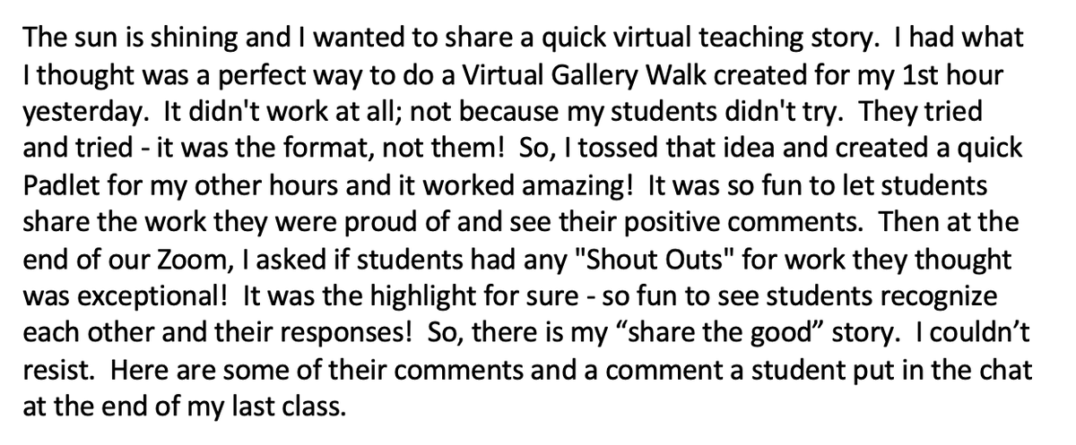MrsGoeglein's tweet photo. I wanted to share a quick virtual teaching story @lvs53 (attached).  Moral of the story is nothing new; things might not always go as planned, but sometimes turn out even better! #lvs53 #virtualgallerywalk https://t.co/jJXVWD0SRL