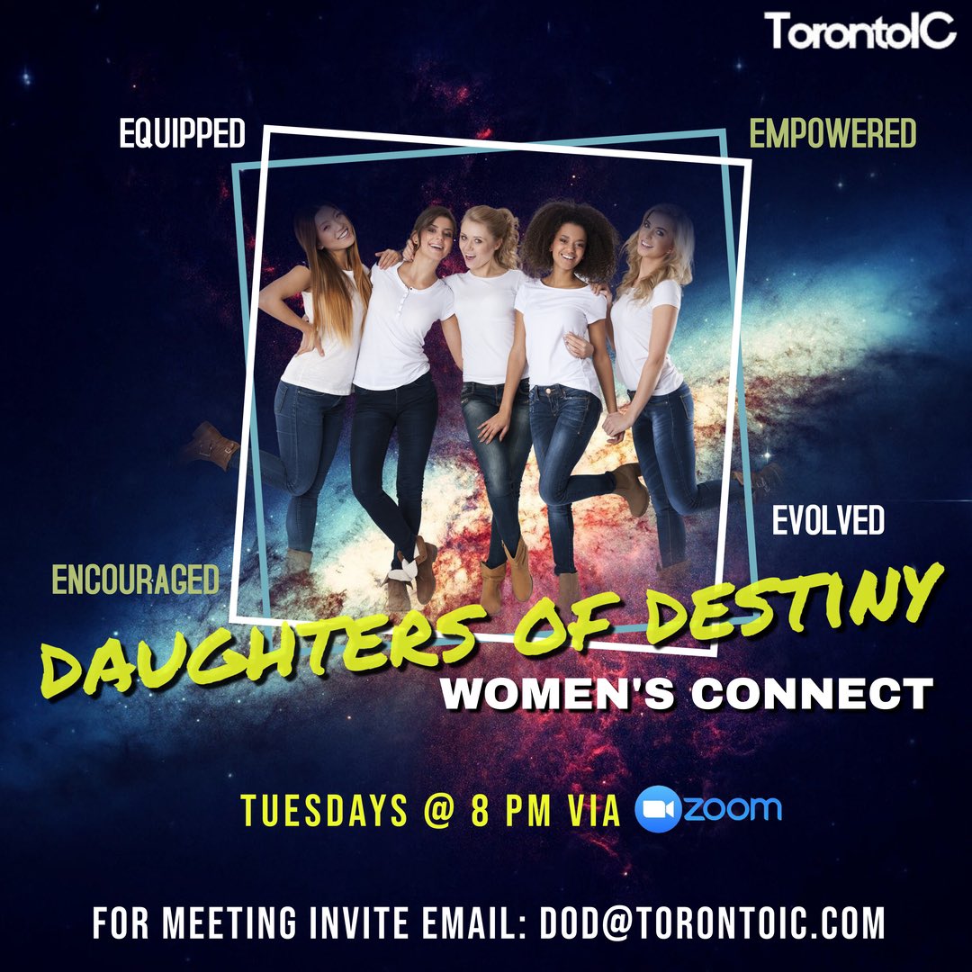 torontoic's tweet image. Women’s Connect...a refreshing time spend in God’s word.
Join us tonight @ 8 pm via Zoom
Email dod@torontoic.com for invite.
.
.
#DaughtersofDestiny #torontoic #Empowerment #evolving #ENCOURAGEMENT #relationship