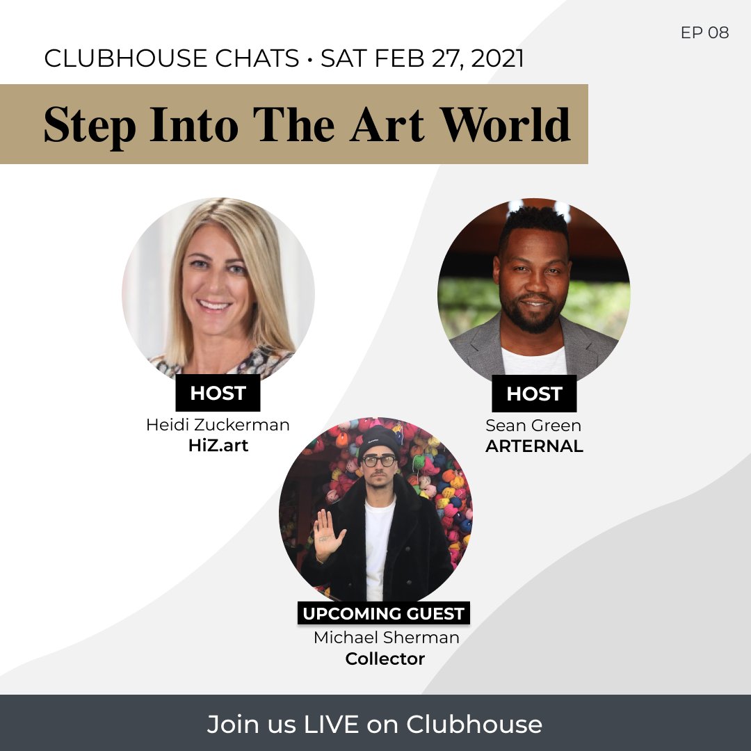 This Saturday on Step Into the Art World <a href="/joinClubhouse/">Follow @Clubhouse</a>: <a href="/heidizuckerman/">Heidi Zuckerman</a> and I will be speaking with LA-based Michael Sherman — movie producer and co-founder of a production company and active art collector since 2011. Mark your calendars! bit.ly/3aMVDnA