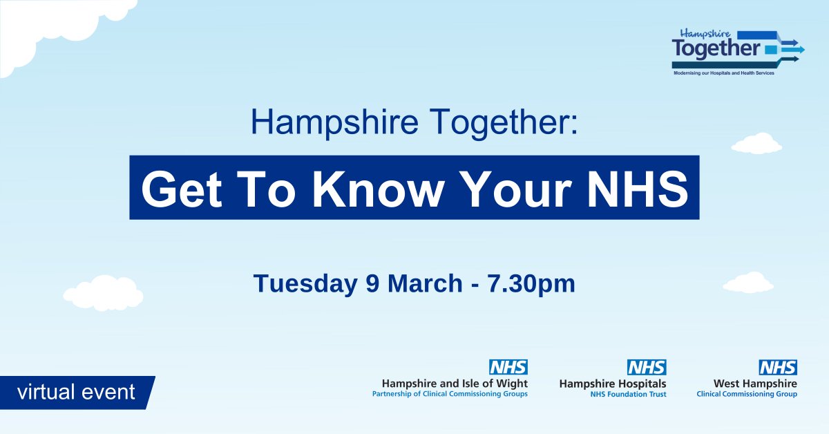 HampshireMOHHS's tweet image. EVERYONE living in #Hampshire is invited to join our online session to hear more about their local #NHS. The aim of the session is to describe how services are currently delivered, and explain why it is felt improvements could be made.

👉 Register here: bit.ly/3pLYYaH