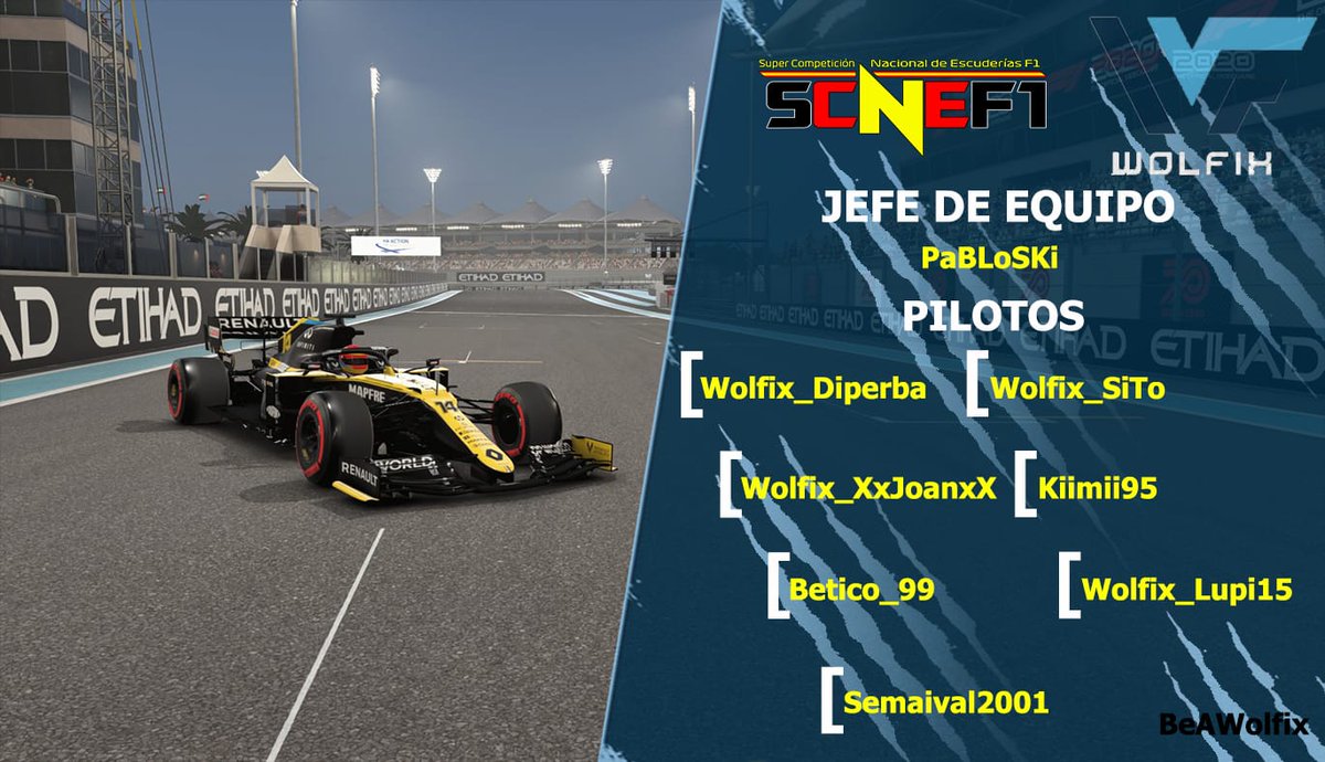 🔥 OFICIAL 🔥

Esta será nuestra alineación para la #SCNEF1

Mañana anunciaremos la dupla para la primera carrera. Estad atentos! 🔥