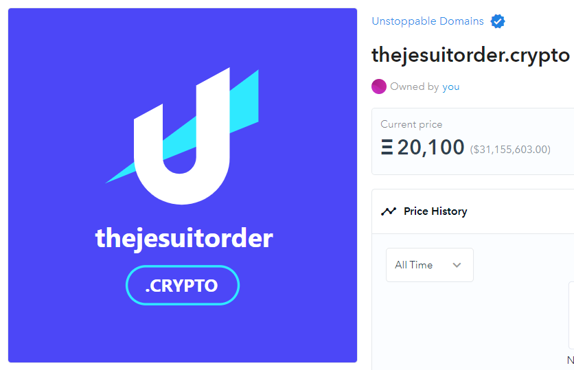 Ezekiels_Vision's tweet photo. thejesuitorder.crypto NFT! NFT are becoming popular. One of a kind. Buy today!

#societyofjesus #jesuitas #jesuit #jesuitorder #thejesuitorder #arturososa #superiorgeneral #rome 
@SocietyOfJaysus
 
@TheJesuitPost
 
@jesuitnews
 
@JesuitsGlobal
 #jesuitsglobal 
@Pontifex https://t.co/VmZP4m86uB