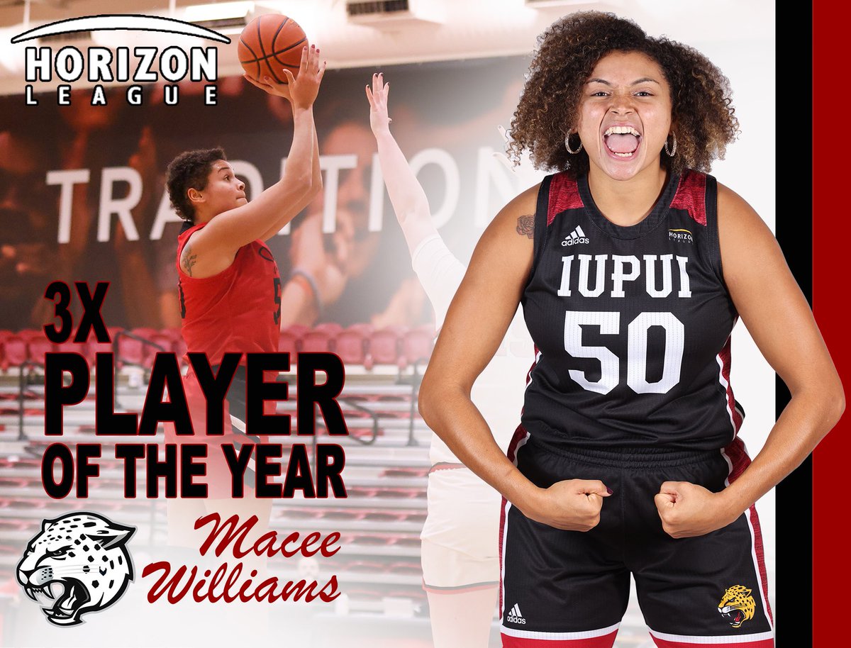 IUPUILadyJags's tweet photo. 🐐status‼️

Senior Macee Williams earns @HorizonLeague Player of the Year for the 3️⃣rd straight season - a league record!!

Congrats @macee_noelle! We’re so proud to have you as a Lady Jag 🤩 https://t.co/lfmbPVf2hX