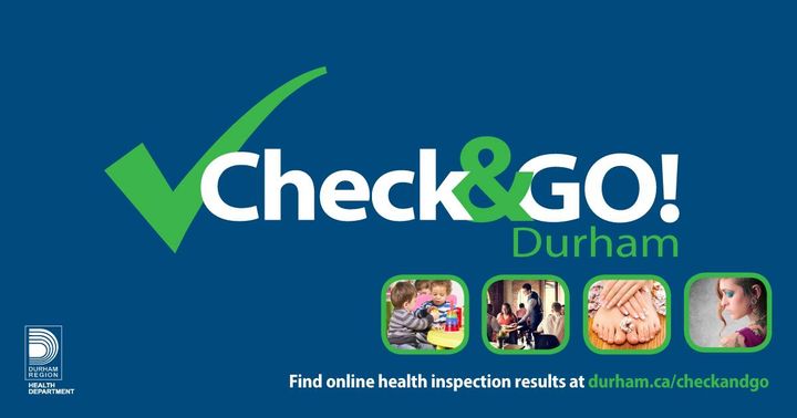 DurhamHealth's tweet photo. Health inspection results for facilities inspected during #COVID19 are available online. ✔️ 

Visit https://t.co/5c5CzZrF3T #CheckandGO #DurhamRegion https://t.co/QljAxgV7TD