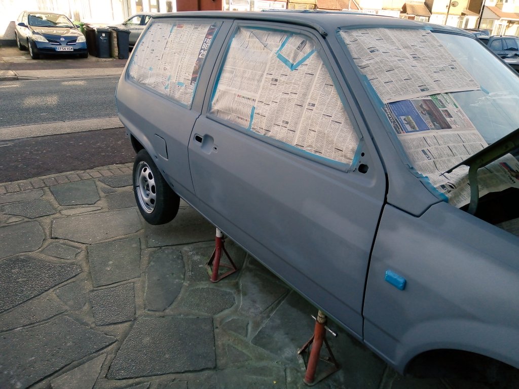 Michael08589765's tweet photo. #projectpolo #update got over half the car in primer soon put bits back on ππ https://t.co/qe8v9EKW9n