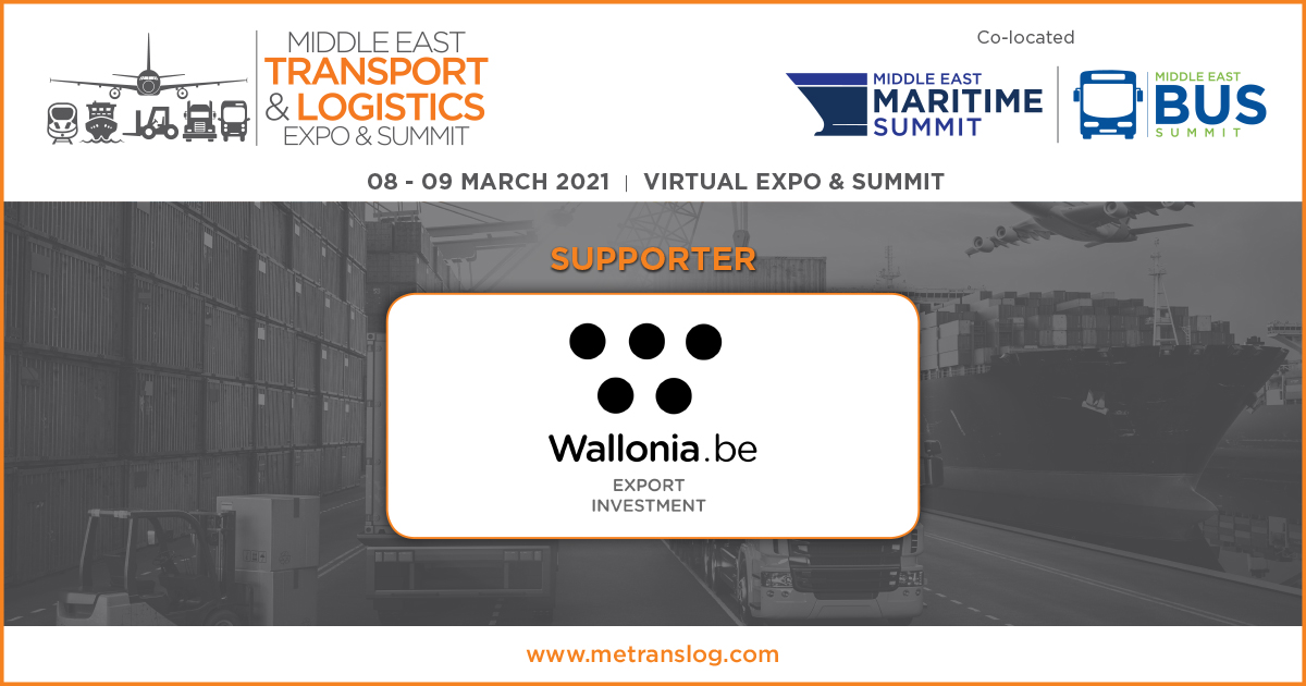 ME_TransLog's tweet photo. We are pleased to announce @InvestWallonia as a "Supporter" for METRANSLOG - Middle East Transport and Logistics Expo and Summit taking place from 08 - 09 March 2021.

Please register to attend:
https://t.co/Y85ZBLYbnN https://t.co/BT6st1YqjS