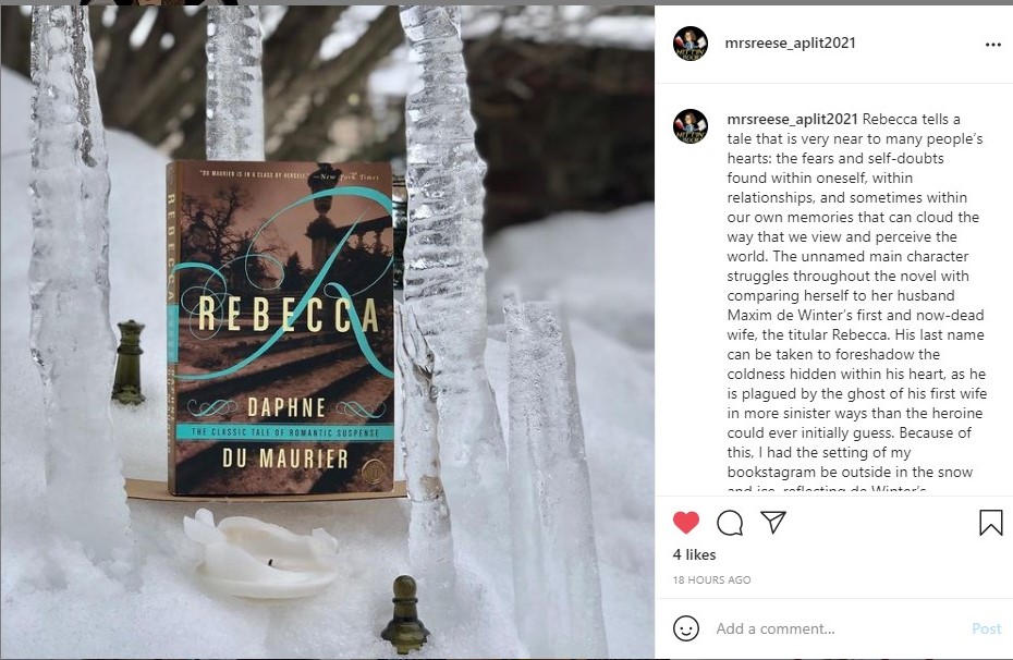 MrsReese_AHS's tweet photo. Meeting kids where they are! For choice reading in #aplit, I asked students to create a #bookstagram flat lay &amp; explain their visual choices. Students posted to a class Instagram page. #AHSHighlanders #RCSpride  They are beautiful and my TBR pile is growing! Kids are amazing! https://t.co/kMPcp1Xds1