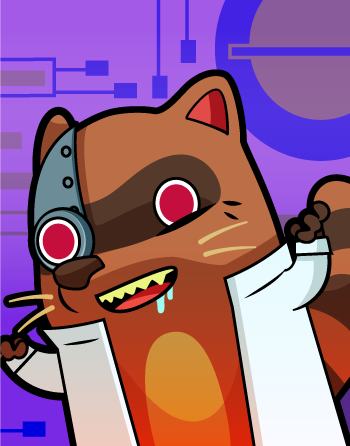 Riggsby the ratcoon pilots a starfighter that specializes in slam attacks. It still hurts him to collide with enemies, but it hurts them more!