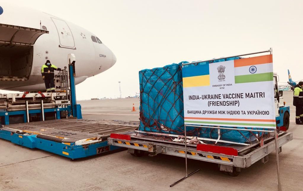ANI's tweet photo. Made in India vaccines arrive in Kyiv. Glad to facilitate Ukraine’s vaccination campaign: External Affairs Minister S Jaishankar https://t.co/4csLWwNXU6