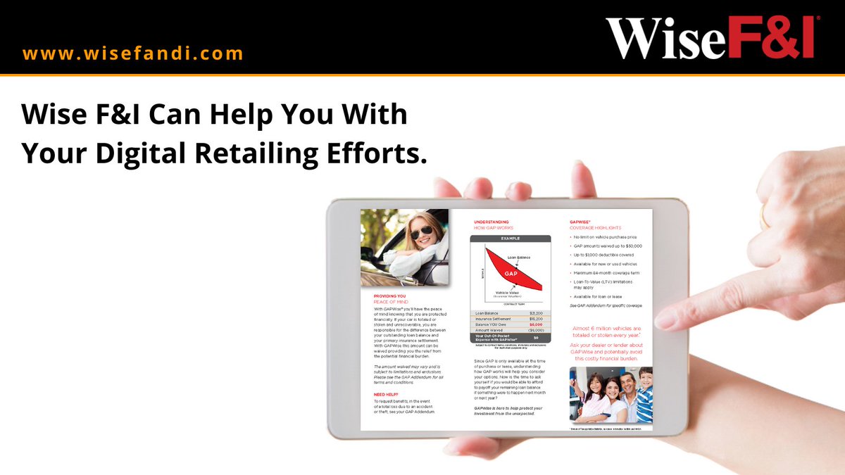 Do you want to increase your sales volume? Ask us about adding Wise F&I product literature to your iPad or point-of-sale system to assist with your digital retailing efforts. 

Contact SALES@WiseFandI.com to learn more on the materials available. 

 #Wisefandi #DigitalRetailing