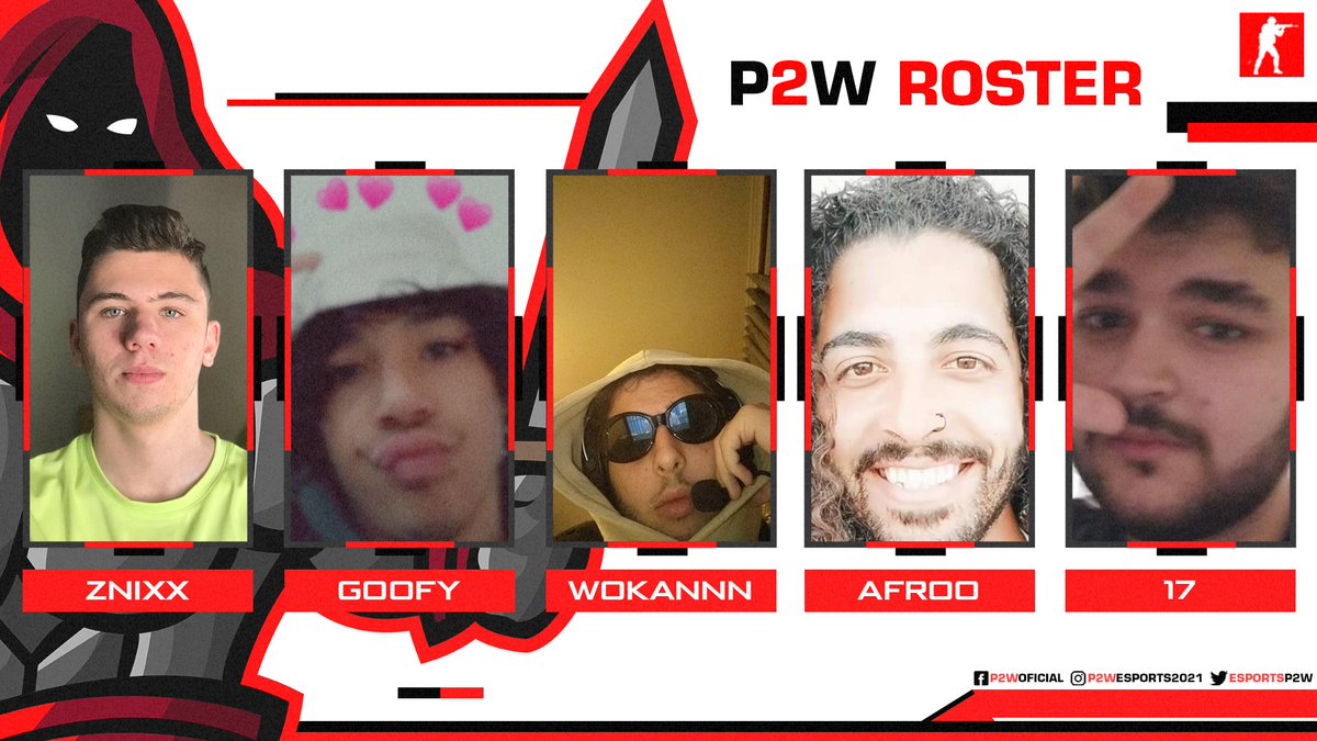 EsportsP2w's tweet photo. A P2W Esports tem o prazer de anunciar oficialmente a sua nova equipa de @CSGO .

Welcome Soldiers⚔️

🇵🇹@Znixxcs 
🇵🇹@Goofyyy_25 
🇵🇹@wokancsgo 
🇵🇹@afroobc 
🇵🇹@Maia17J

Muito bem vindos, a equipa já está de parabéns após a qualificação para a @GGPTorg🥳

#BeBrave #TakeRisks #CSGO https://t.co/ZDixFUu2y2