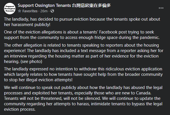 SupportTenants's tweet photo. HI FOLKS JUST AN UPDATE!!! WE JUST HAD OUR FIRST EVICTION HEARING YESTERDAY (feb 22, 2021) WITH THE LTB. ONCE WE GOT ONTO THE VIDEO CONFERENCING ROOM ALL OUR FRIENDS AND SUPPORTERS WERE BOOTED OFF AND ADJUTICATORS WERE EXTREMELY BIASED TOWARDS LANDLORD'S SIDE (picture text below) https://t.co/IAEJ2lm8pW