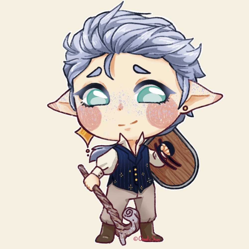 "I'm sorry!"
huffed the cleric as he hit the bandits head.