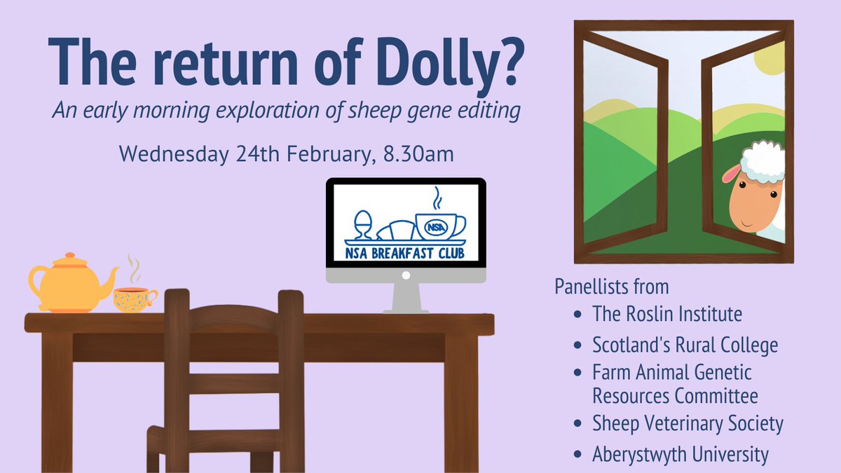 Another lively discussion can be expected in tomorrow's NSA Breakfast Club webinar. 

We will be joined by experts across the industry to explore sheep gene editing. Register to attend at nationalsheep.org.uk/events/diary/3…