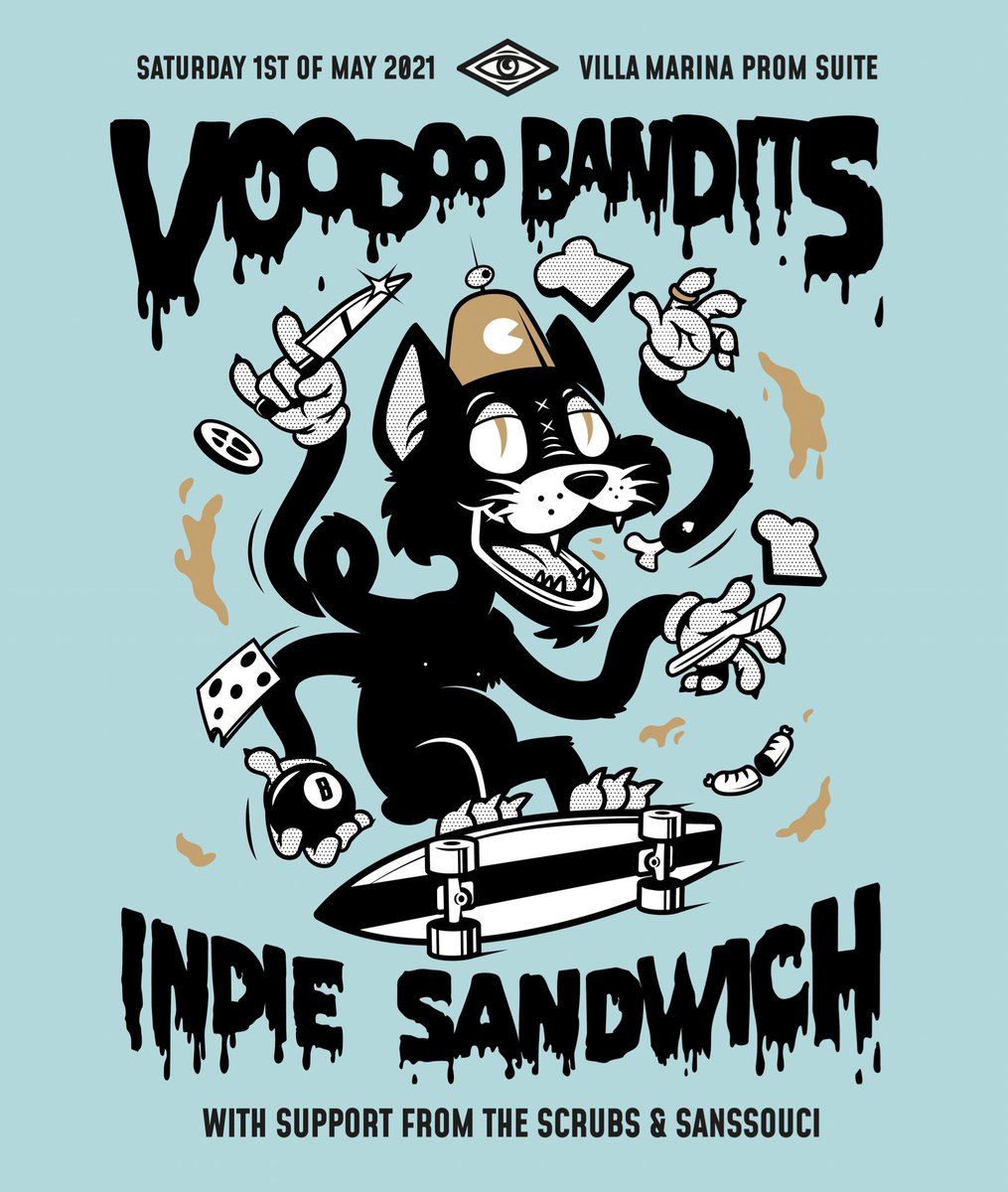 voodoobandits's tweet photo. Stoked to announce that Sanssouci will be joining us at the Prom Suite on Saturday 1st May alongside The Scrubs for our Indie Sandwich show 🥪

Get your tickets via the @VillaGaiety website/link below! 

https://t.co/I9TP9g75sU https://t.co/EZQLGiqC8I