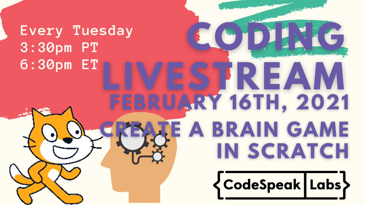 codespeaklabs's tweet image. In today&apos;s coding livestream, learn how to create a game that tests your math skills. This brain game is so much fun to play, and even more fun to code! All is welcome to join the lesson at buff.ly/37AcmJb