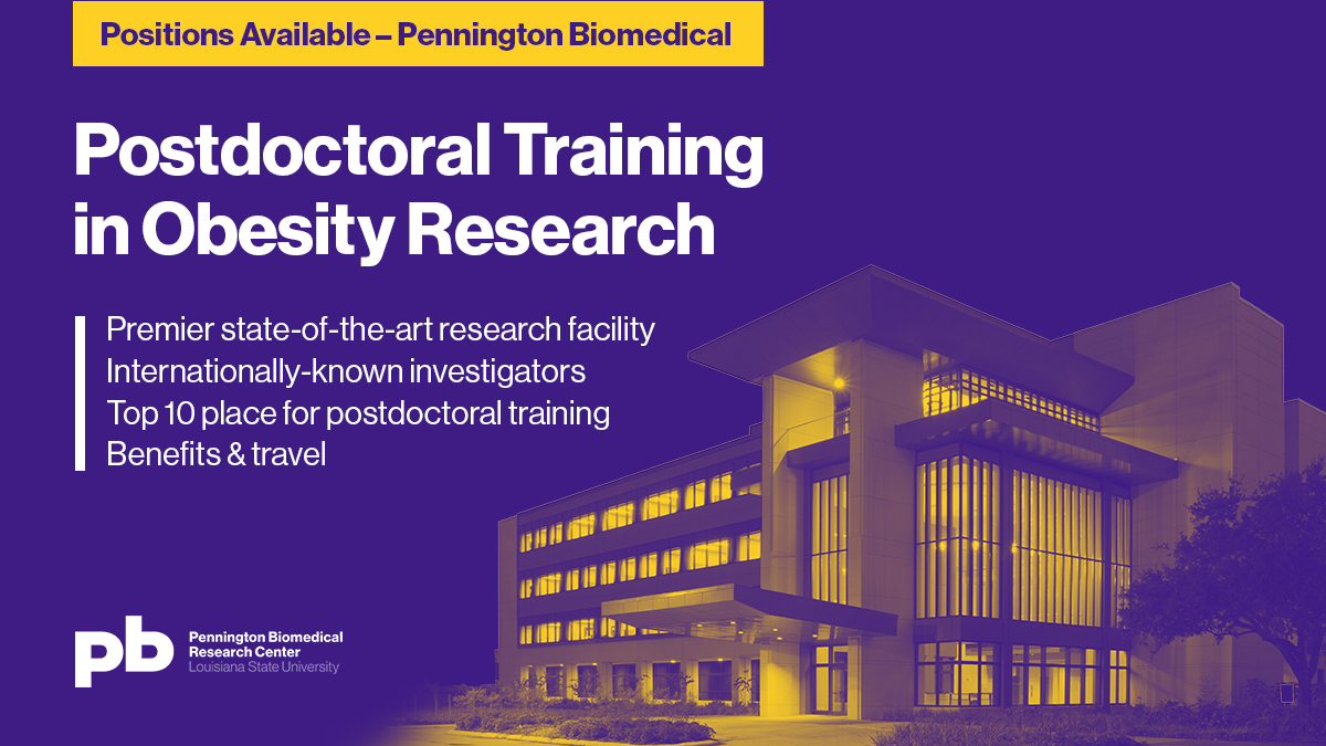 T32 Postdoctoral Fellowships in Obesity Research! 

pbrc.edu/training-and-e…

#AcademicTwitter #obesity #postdocjobs #phdstudent