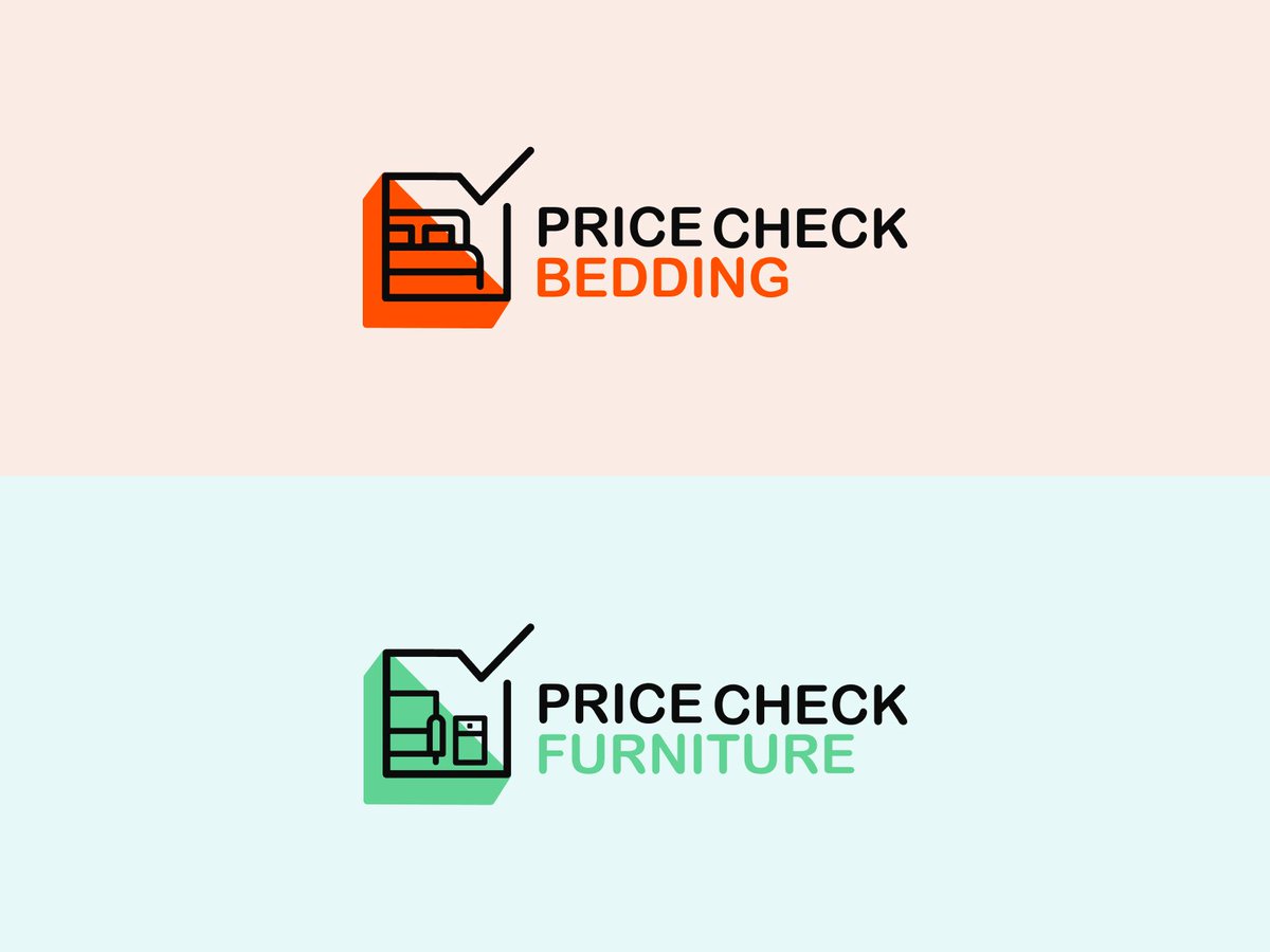 Does your brand need a new logo? We worked with PriceCheck, a furniture &amp; bedding business, to create branding for their two products.

The goal was to design a brand that would convey approachability and trust.

🎨 #ActivateDribbble: bit.ly/3aNcOW6 #branding #logodesign