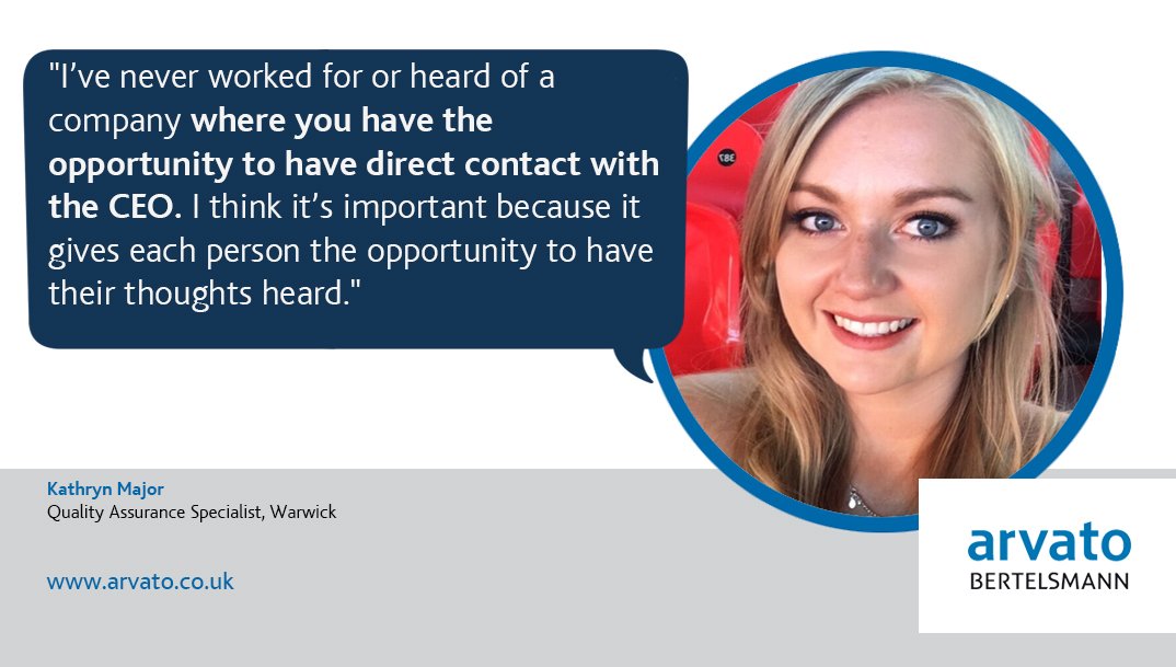 arvatoconnect's tweet photo. Kathryn has been sharing her thoughts on why she likes taking part in our Big Debate #employeeforum with our CEO, @Thedebmaxarvato. As well as enjoying meeting colleagues from across our business she also saidโฆ https://t.co/lirLUtC8ln
