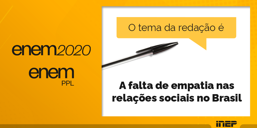 inep_oficial's tweet photo. Nesta edição, o tema da redação é “A falta de empatia nas relações sociais no Brasil”. Participantes têm até 19h (horário de Brasília) para finalizar o exame. https://t.co/AXD3SS860h