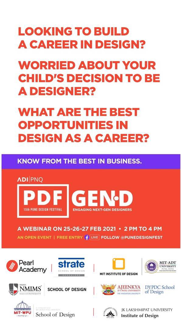 Career decision time? Hope you’ve signed on to PDF 2021 to watch a series of discussions on design careers on 25-26-27 Feb between 2-4pm. Catch our Director <a href="/ShanooBhatia/">Shanoo Bhatia</a> discuss a future in #communicationdesign on Feb 26 between 2pm-3pm. #designeducation