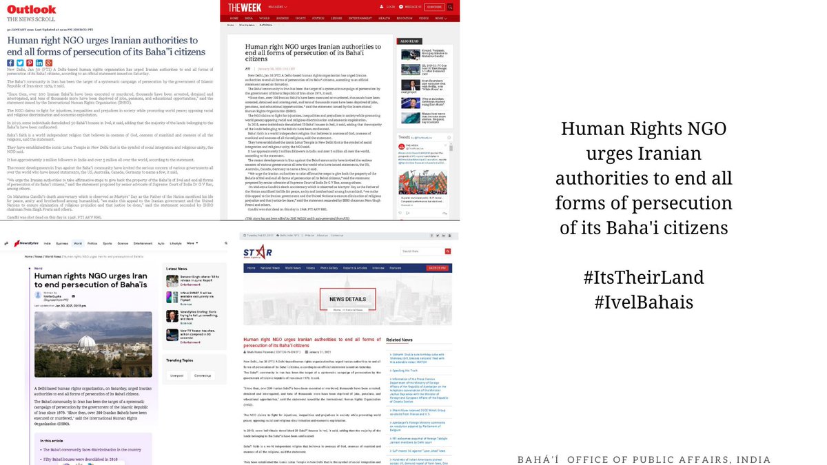 Baha Is Of India The Outpouring Of Support For Baha Is In Iran By World Leaders And Gov T Officials Worldwide Shows That The World Is Watching Iran S Actions Towards Its Baha I Religious
