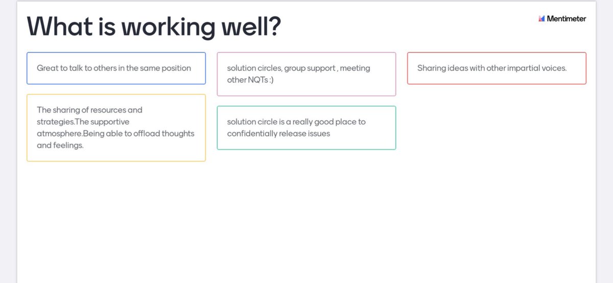 Useful feedback from my NQT solution circle supervision group. The group have shown so much compassion and dedication towards their work and to each other. I hope I can continue to support NQTs in the future. #adayinthelifeofa_TEP