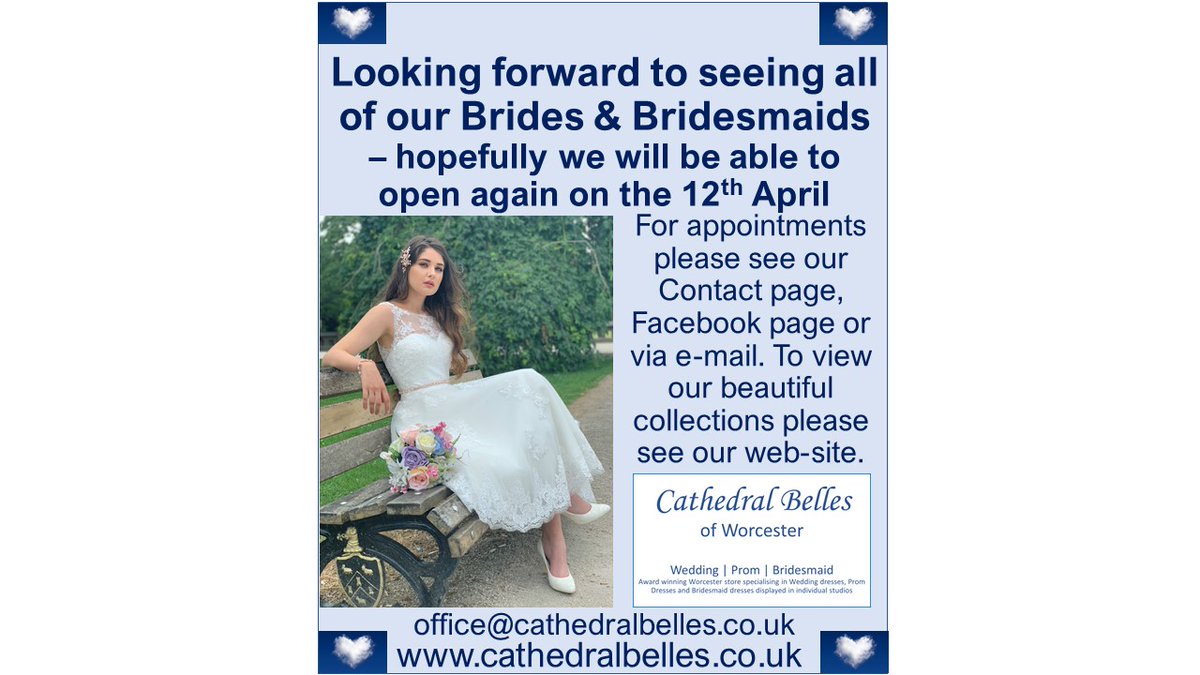 #bridetobe #bride #bridesmaid We hope the #UKGovernment annoucement helps you with your #wedding plans - we expect to re-open on the 12April so please book your exciting appointment here - cathedralbelles.co.uk