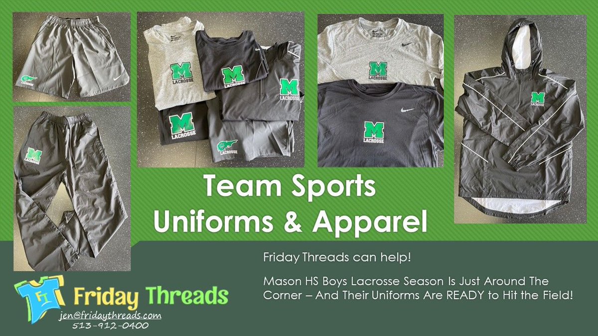 FridayThreads's tweet photo. Need Team Apparel or Spirit Wear?  Friday Threads Can Help You!  
MHS Boys Lacrosse Team Is Ready for Their Season!
#MasonOhio #MasonStrong #FridayThreads #embroidery #screenprint #TeamSpirit #lacrosse #MasonHSBoysLacrosse https://t.co/xPeffrFzRB