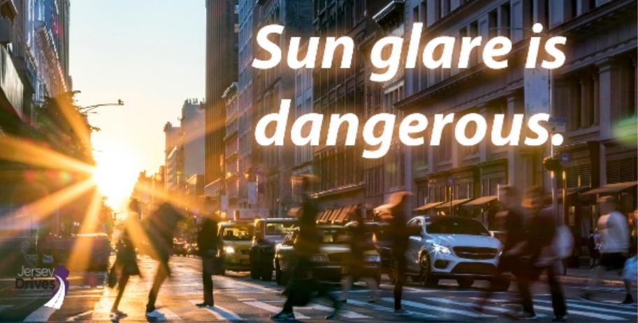 PiscatawayNJPD's tweet photo. Sun glare can leave drivers temporarily blinded. Wear polarized sunglasses and keep your windshield clean to improve visibility. #BeStreetSmartNJ #JerseyDrives #PedestrianSafety #DriverSafety #SunBlinding https://t.co/gLqRD9g0oF