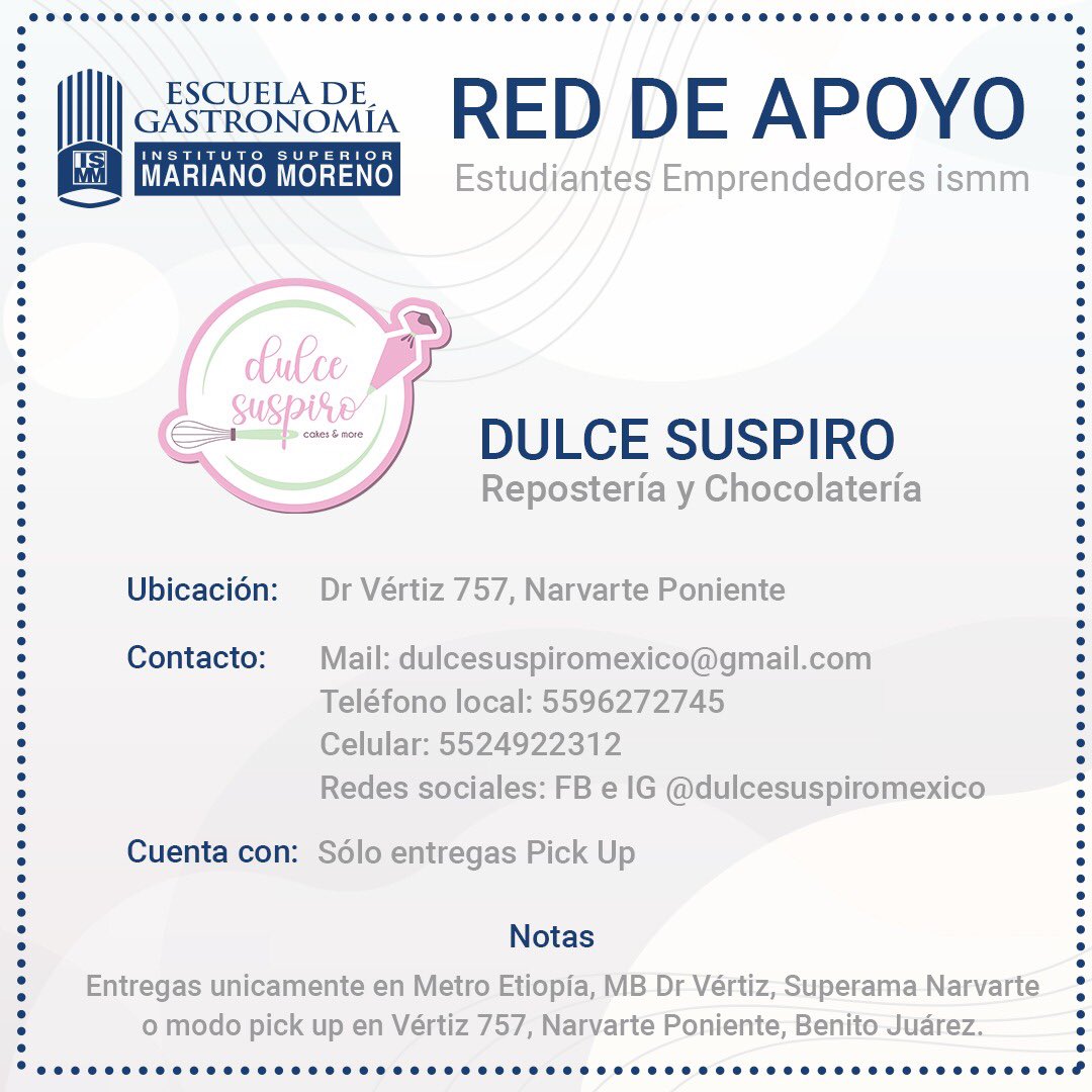 ISMM_Mexico's tweet photo. Creamos una red de apoyo para los proyectos de emprendimiento de nuestros alumnos, nos llena de tremenda alegría el que su esfuerzo diario les rinda frutos, consumamos local. #familiaismm #ISMM #RedDeApoyo #pasionporlacocina #orgulloismm❤️🏘👨🏾‍🍳👨🏽‍🍳👩🏻‍🍳👩🏽‍🍳👩🏼‍🍳 https://t.co/CkrgtXCJfK