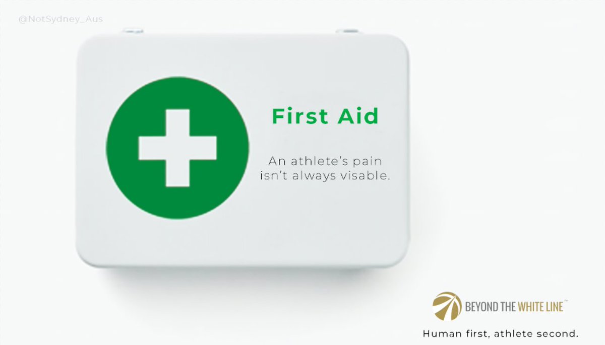 NotSydney_AUS's tweet photo. First Aid Kits don't heal all sports wounds @OneMinuteBriefs @BeyondTWL #BeyondTheWhiteLine #mentalhealth https://t.co/m0qnpdZlW7