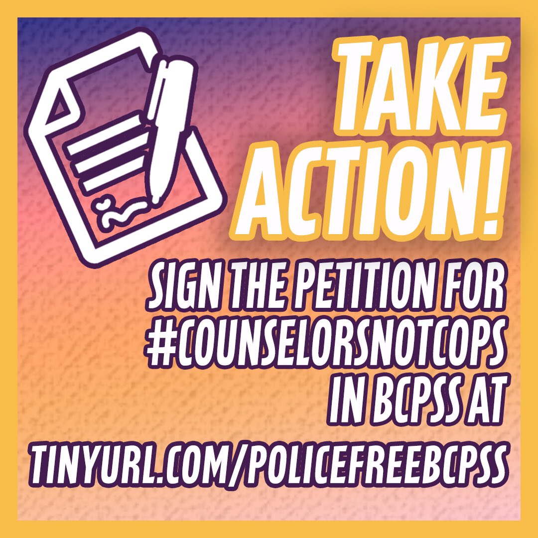 AshleyEsposito_'s tweet image. 🚨 Sign the Petition 🚨 To advocate for a police free school environment

tinyurl.com/policefreebcpss

#PoliceFreeSchools #CounselorsNotCops